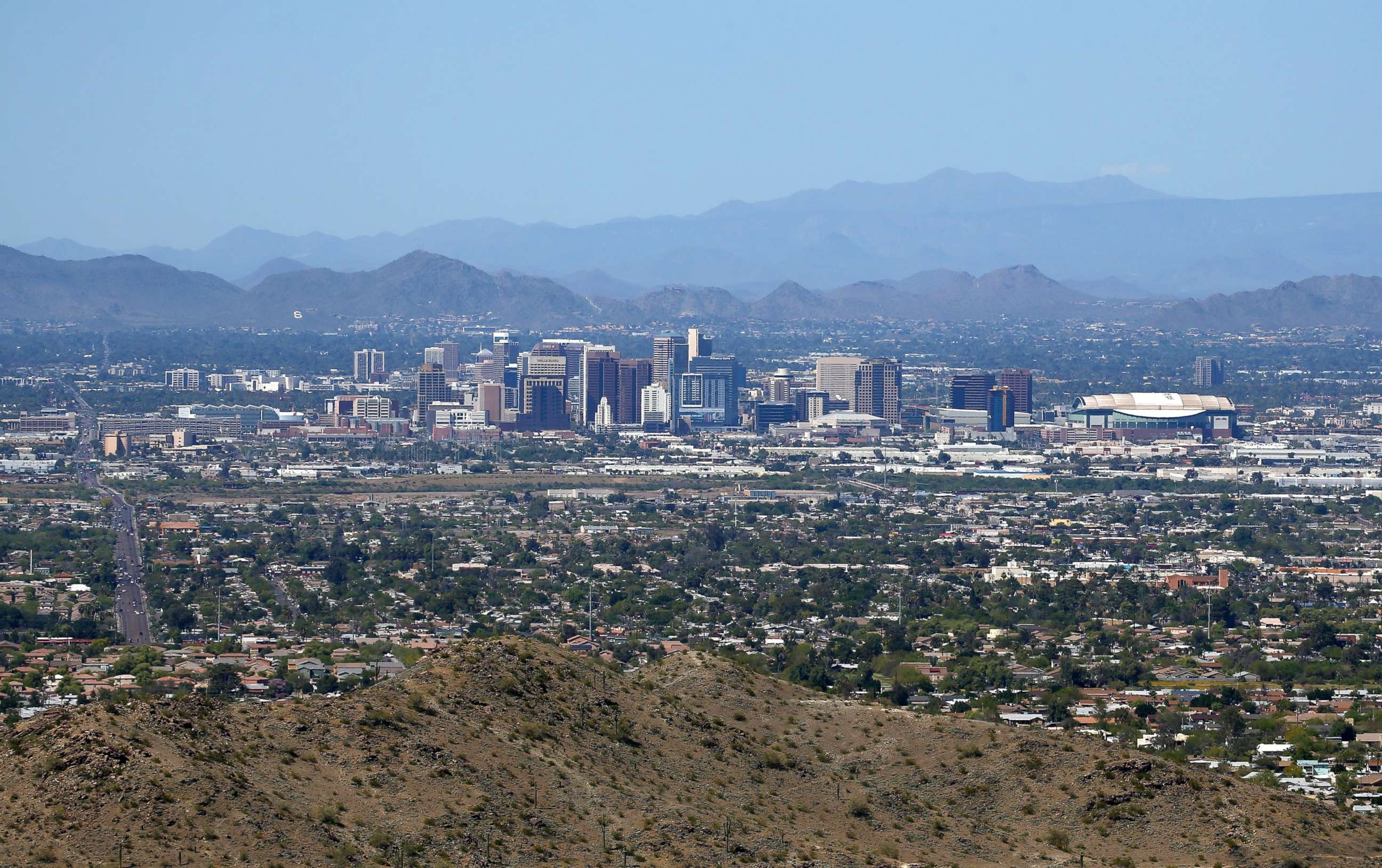 PHOTO: A photo show a general view of the downtown Phoenix skyline, April 7, 2020.