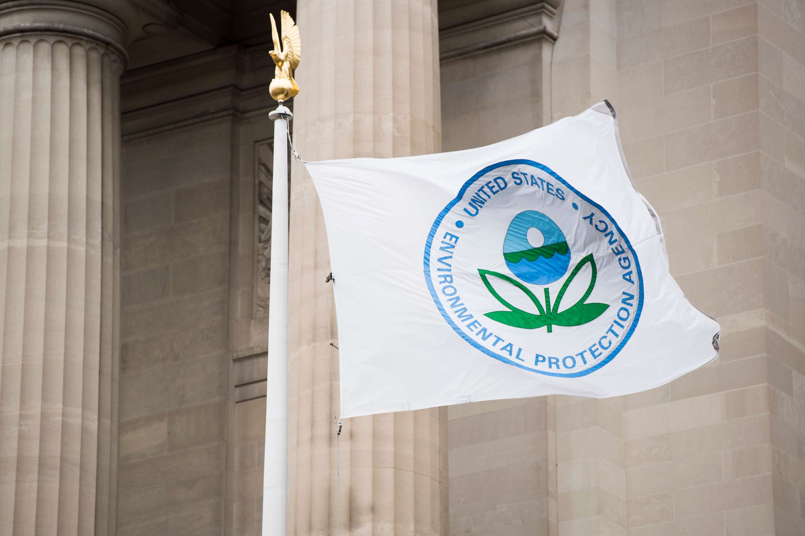 PHOTO: A flag with the EPA logo flies in front of the Environmental Protection Agency in Washington, Jan. 1, 2019.