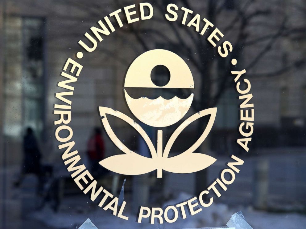 PHOTO: The U.S. Environmental Protection Agencys (EPA) logo is displayed on a door at its headquarters, March 16, 2017, in Washington, DC.