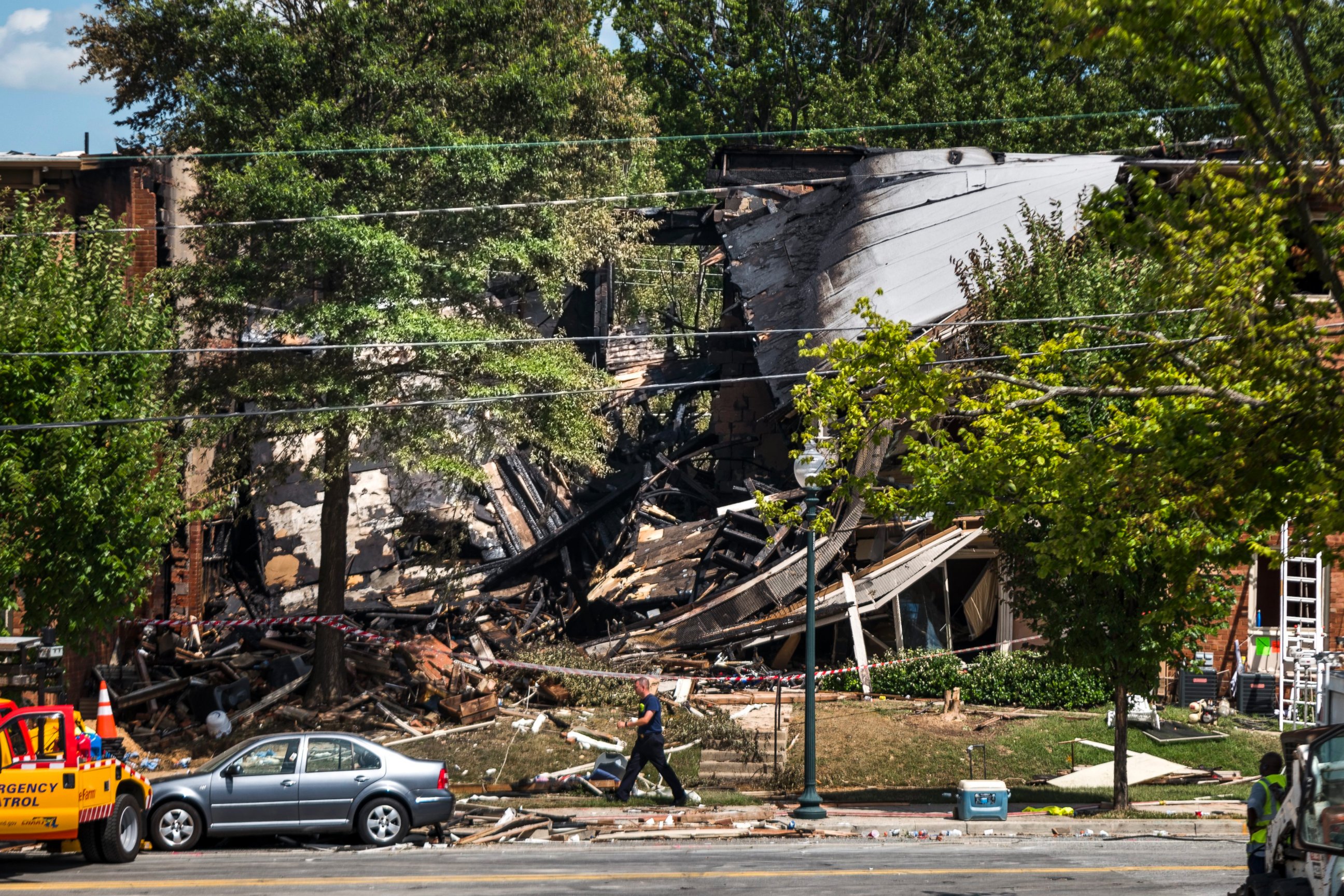 PHOTO: A fire and explosion destroyed part of the Flower Branch Apartment Complex in Silver Spring, Maryland, Aug. 11, 2016.