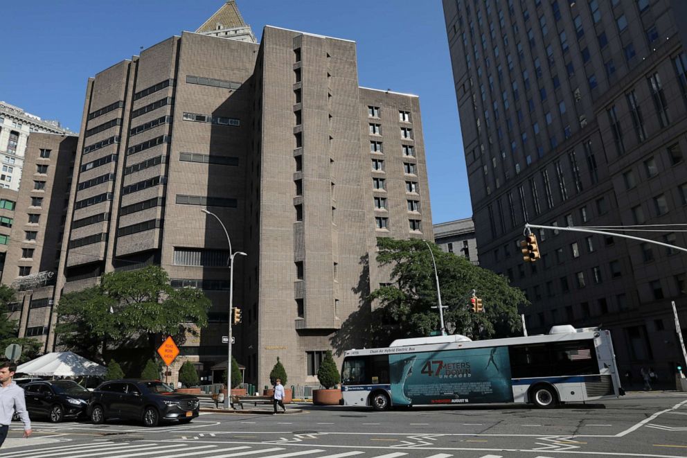 PHOTO: In this July 25, 2019, file photo, an exterior view of the Metropolitan Correctional Center jail is shown in the Manhattan borough of New York.