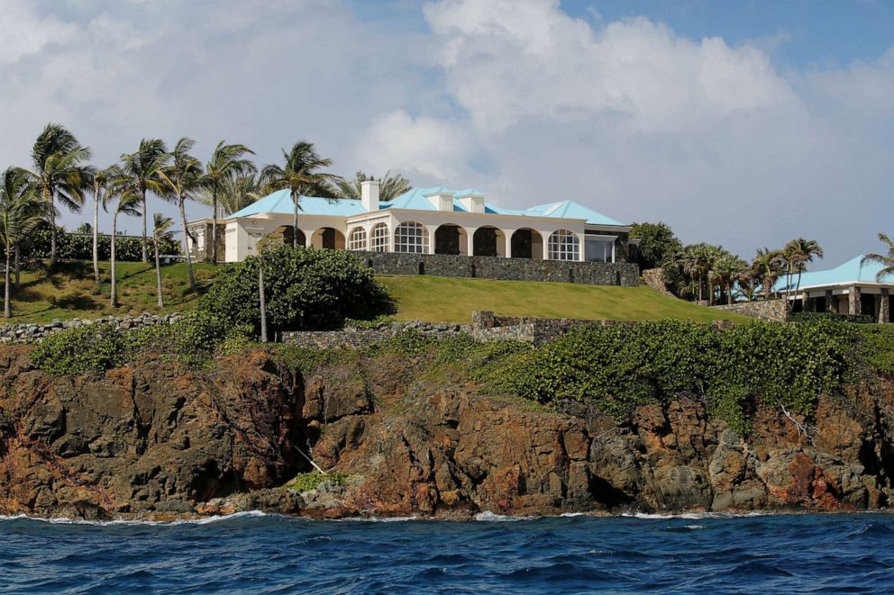 PHOTO: Houses are seen at Little St. James Island, one of the properties of financier Jeffrey Epstein, near Charlotte Amalie, U.S. Virgin Islands August 17, 2019.