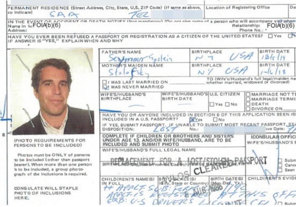 Records show Jeffrey Epstein’s requests for multiple passports, travels ...