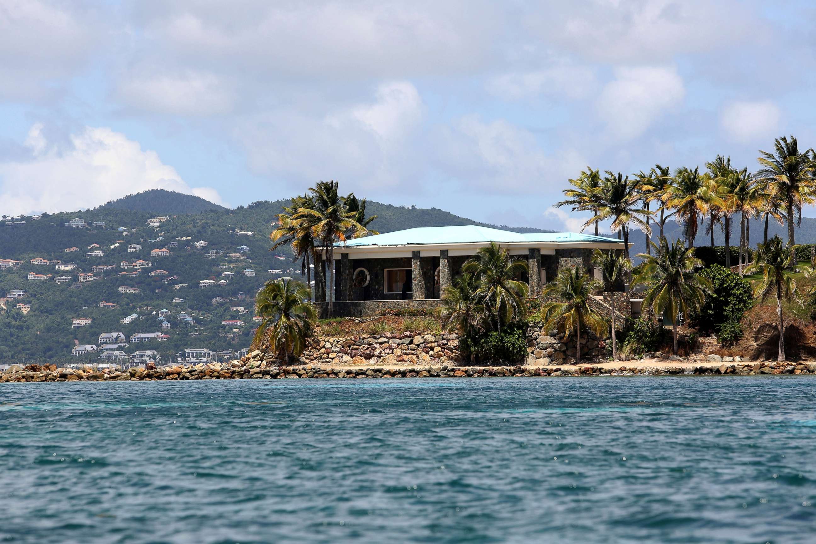 PHOTO: A view of Jeffrey Epstein's stone mansion on Little St. James Island, a property owned by Jeffrey Epstein, August 14, 2019.