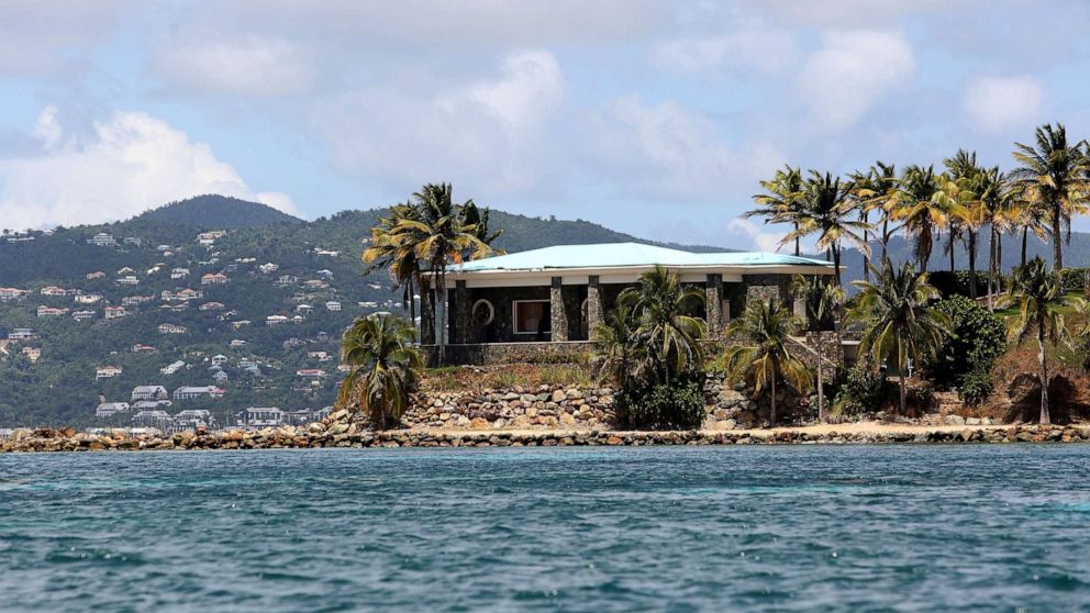 PHOTO: A view of Jeffrey Epstein's stone mansion on Little St. James Island, a property owned by Jeffrey Epstein, August 14, 2019.