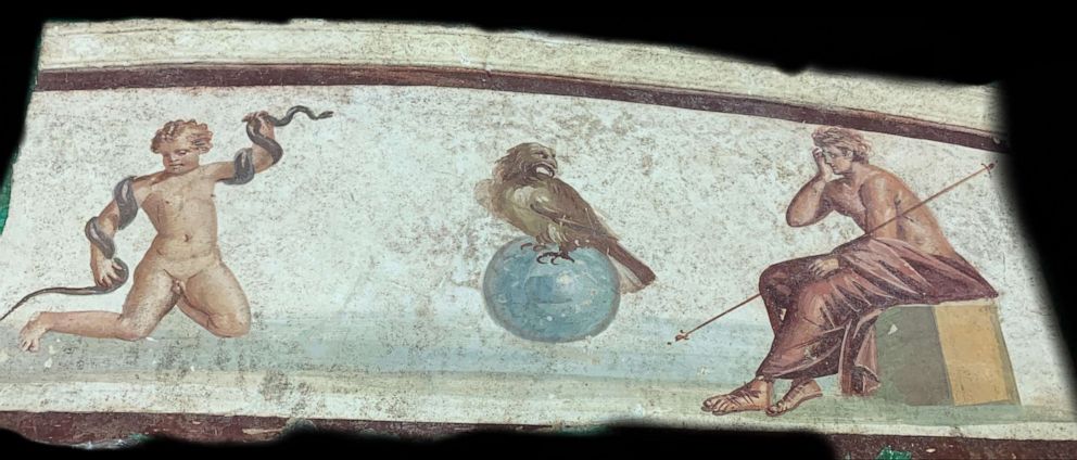 PHOTO: An Ercolano fresco depicting Hercules as an infant is part of a group of stolen antiquities surrendered to authorities by Michael Steinhardt, according to the Manhattan DA's office, which released photos of the art with a statement on Dec. 6, 2021.