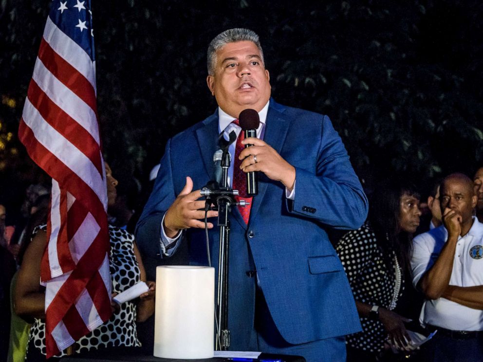 PHOTO: Brooklyn District Attorney Eric Gonzalez and other advocates gather for a candlelight vigil in Prospect Park to mourn the lives lost during recent mass shootings in Brownsville, Dayton, El Paso, and Gilroy, Aug. 5, 2019, in Brooklyn, New York.