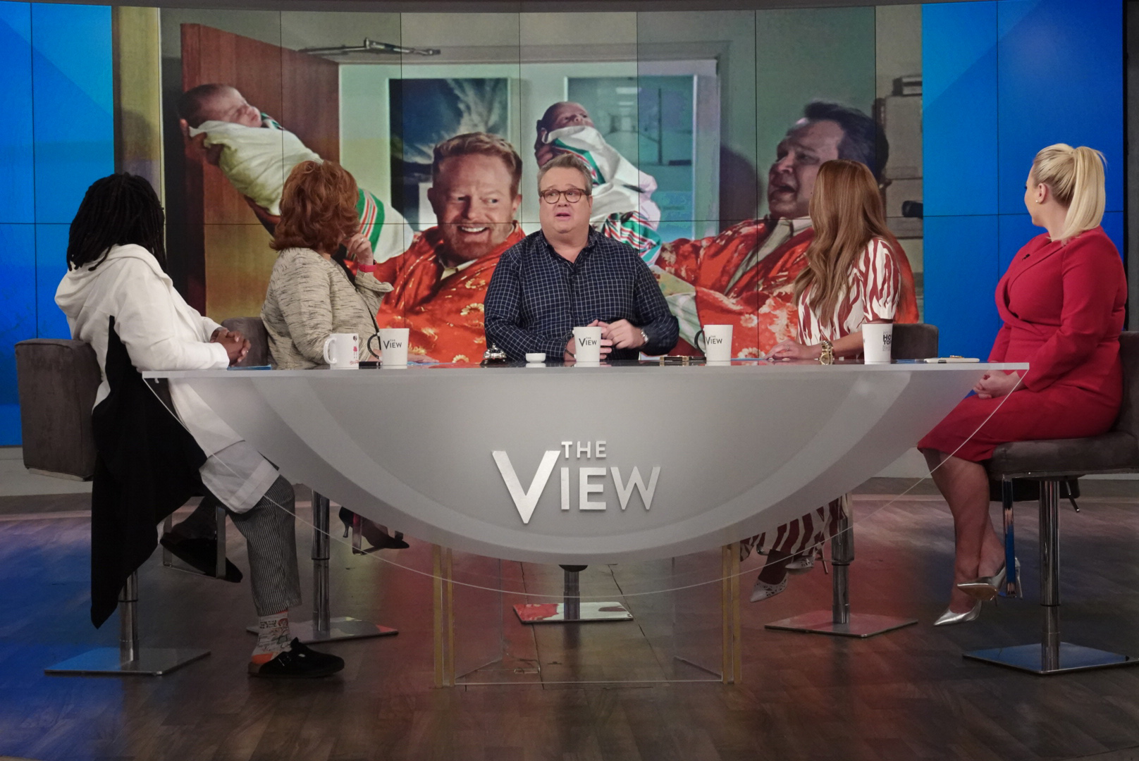 PHOTO: "Modern Family" actor Eric Stonestreet joins "The View" co-hosts Whoopi Goldberg, Joy Behar, Sunny Hostin, and Meghan McCain on Wednesday, May 22, 2019.