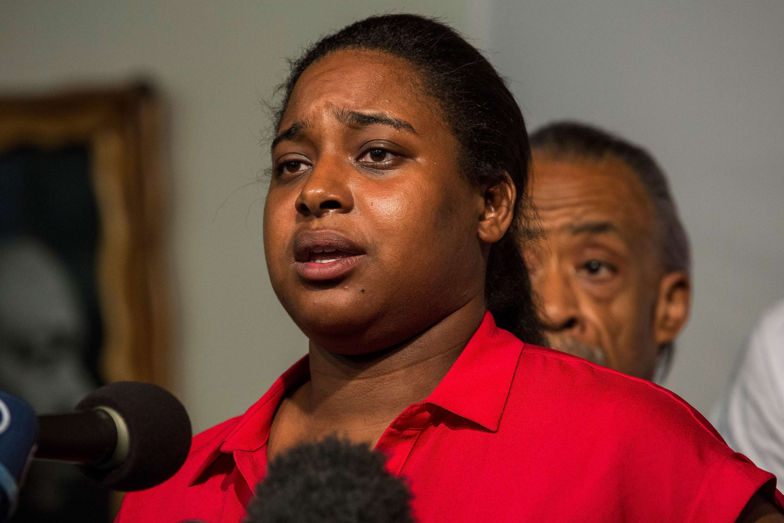 PHOTO: Erica Garner attends a press conference held with her family members and the Reverend Al Sharpton on July 14, 2015 in New York City. 