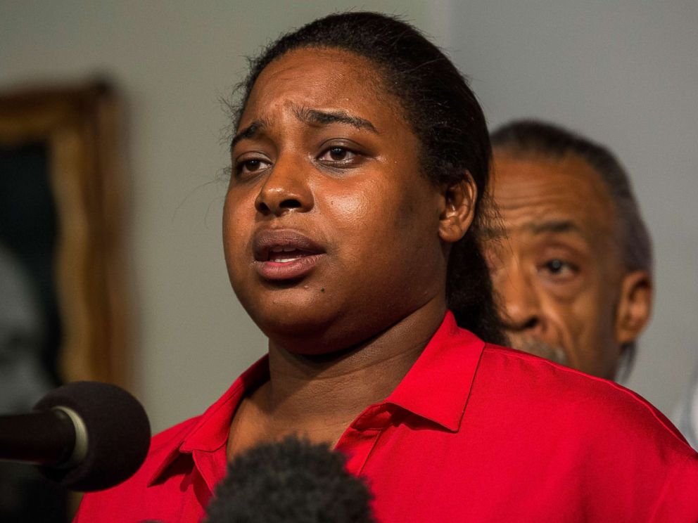 PHOTO: Erica Garner attends a press conference held with her family members and the Reverend Al Sharpton on July 14, 2015 in New York City.