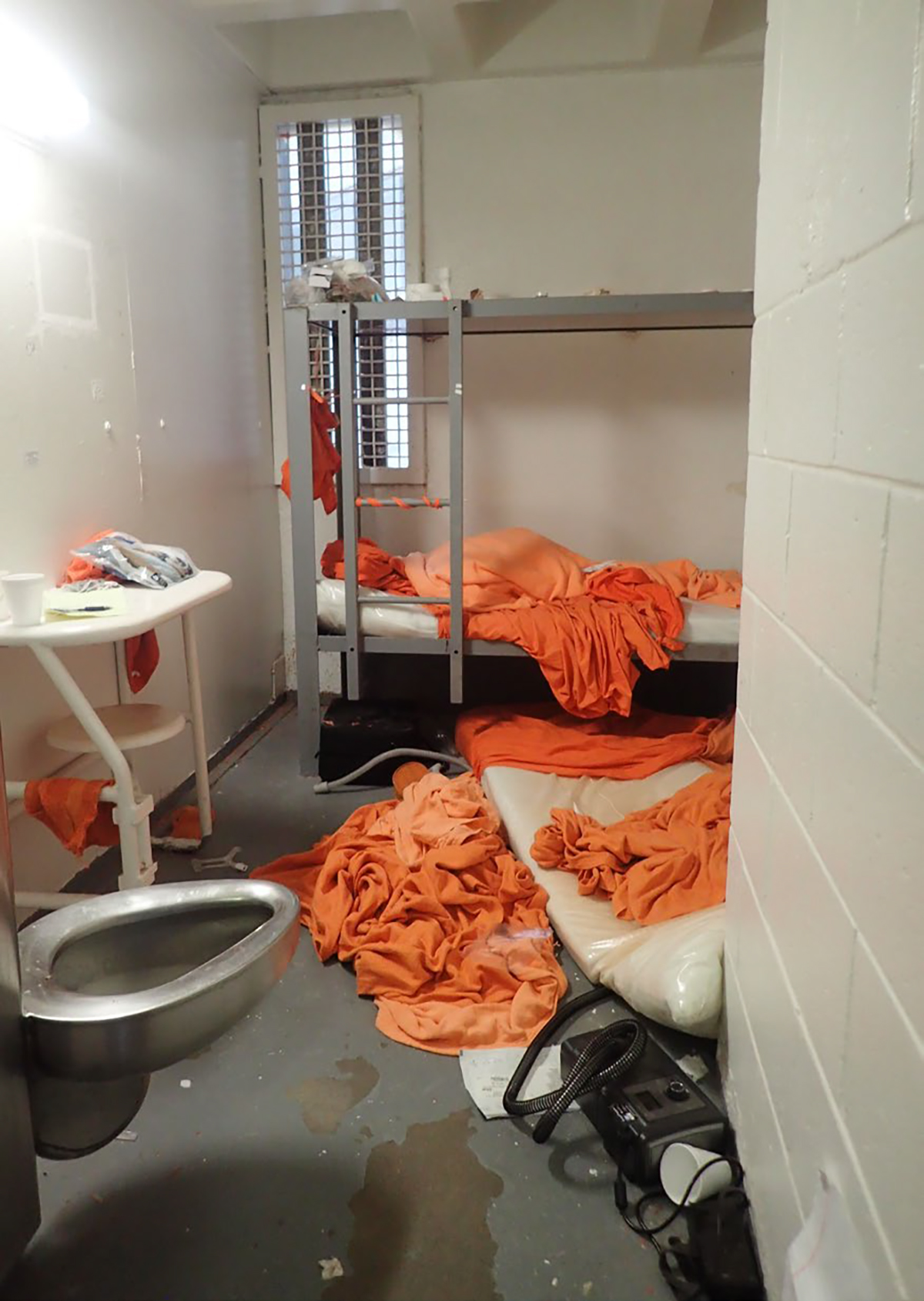 PHOTO: A photo of Jeffrey Epstein's prison cell after his death, Aug. 10, 2019, released by the Department of Justice.