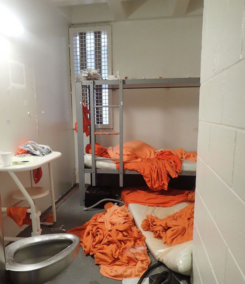 PHOTO: A photo of Jeffrey Epstein's prison cell after his death on August 10, 2019, released by the Department of Justice.