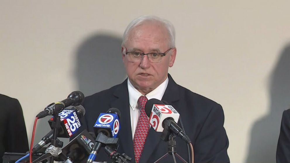 PHOTO: In this screen grab from a video, Essex District Attorney Jonathan Blodgett announces that a suspect has been arrested in connection with the murder of 11-year-old Melissa Tremblay in 1988.  