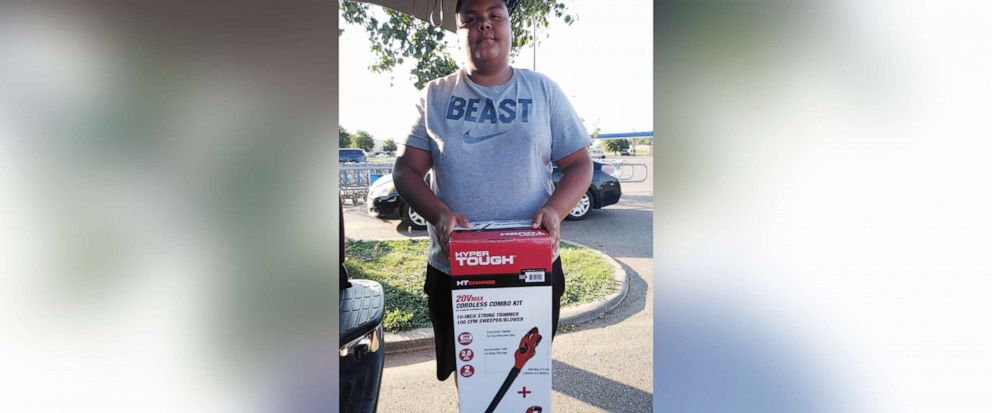 PHOTO: Estevan Aguilar began mowing lawns to help pay for his and his siblings' school supplies.