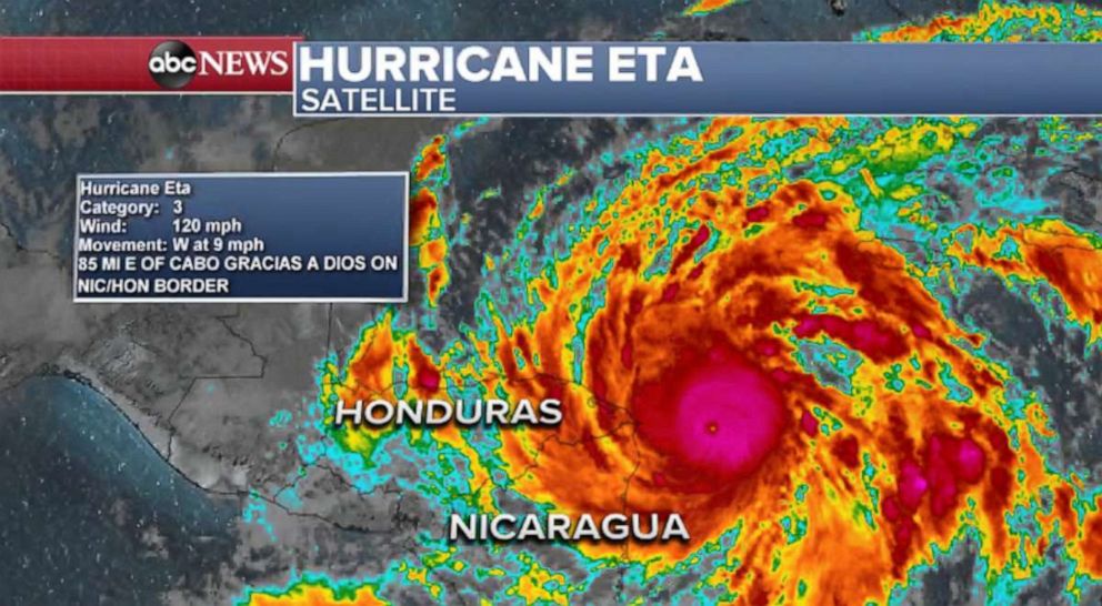 PHOTO: Hurricane Eta is rapidly strengthening and is expected to make landfall in Nicaragua early, Nov. 3, 2020.