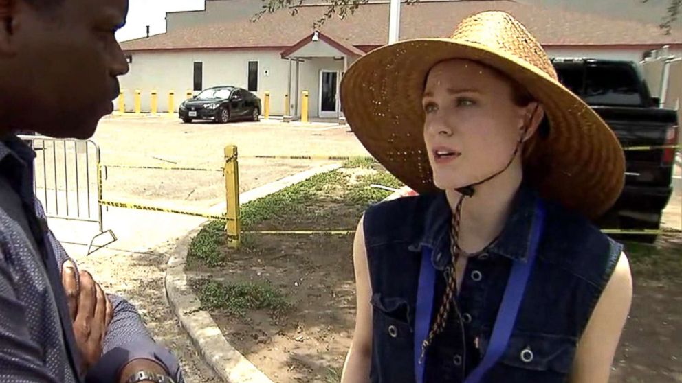 PHOTO: Actress Evan Rachel Woods speaks to ABC News about the migrant crisis in Texas, June 24, 2018.