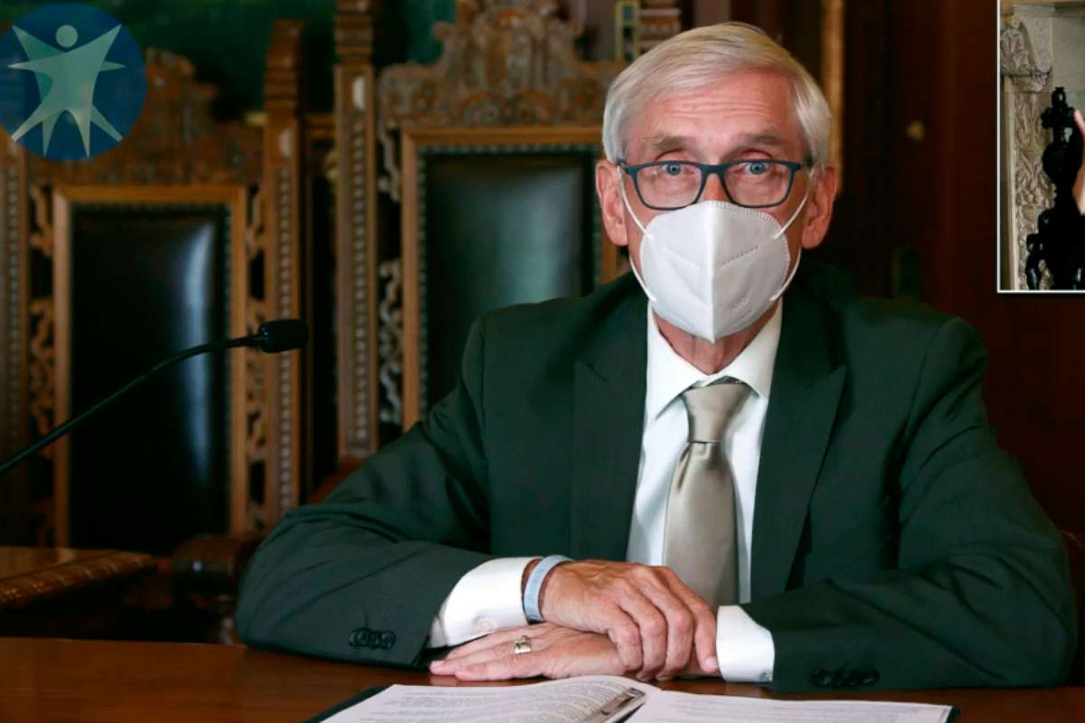 PHOTO: This image taken from video by the Wisconsin Department of Health Services shows Wisconsin Gov. Tony Evers in Madison, Wis., July 30, 2020.