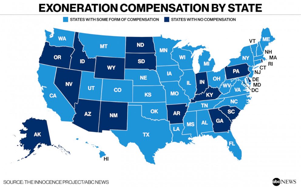 PHOTO: Exoneration Compensation by State