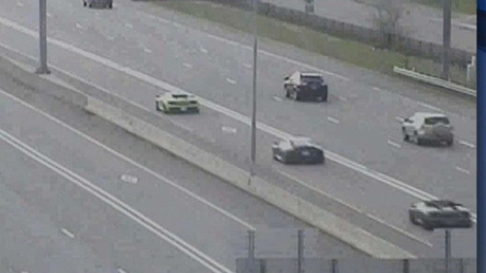 PHOTO: Dashcam footage caught a line of exotic cars speeding down the highway.