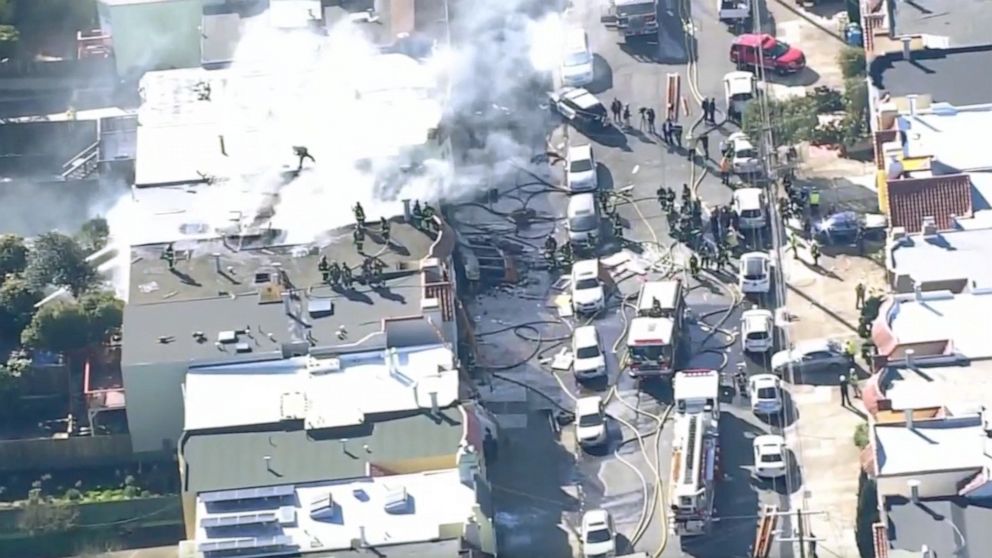 PHOTO: First responders on the scene of a residential explosion in San Francisco, Feb. 9, 2023.