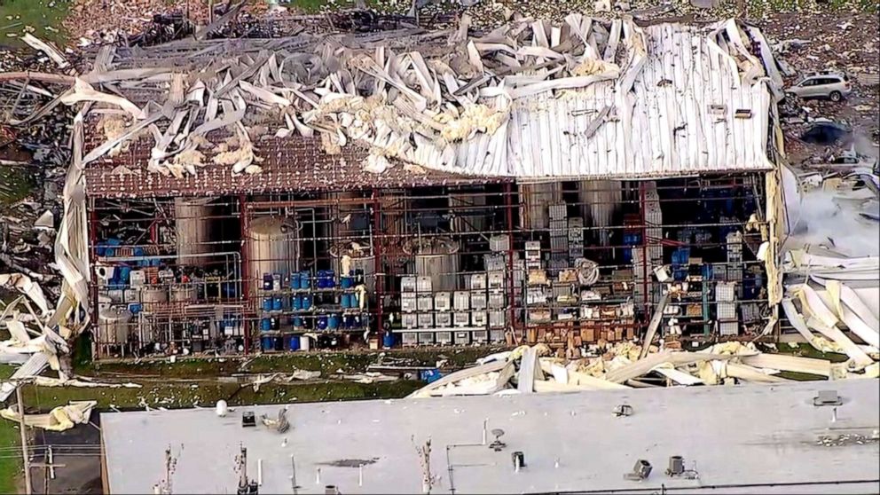 PHOTO: The scene of an explosion at a manufacturing plant in Illinois, May 3, 2019.