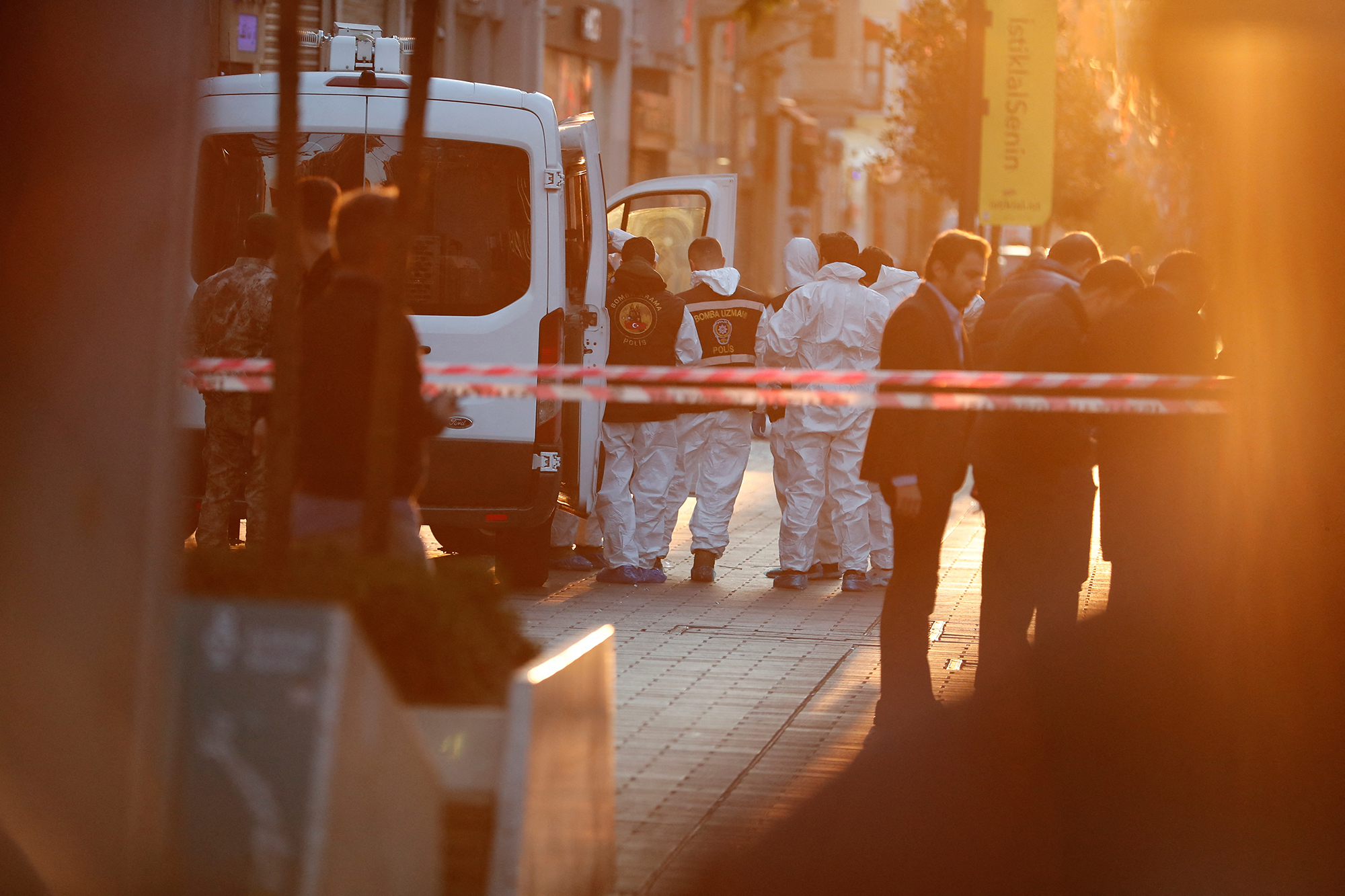 PHOTO: Police and emergency service members work at the scene after an explosion on busy pedestrian Istiklal street in Istanbul, Turkey, Nov. 13, 2022. 