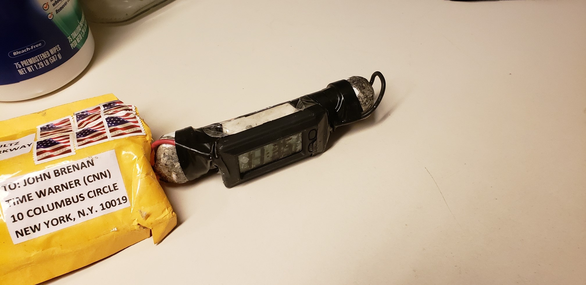 PHOTO: A photo of the device recovered from CNN by the NYPD bomb squad on Oct. 24, 2018, as confirmed by two law enforcement officials.