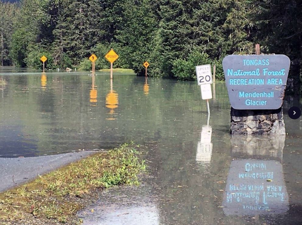 PHOTO: A view of flooding following a glacial dam outburst, in Juneau, Alaska, in this picture released on Aug. 5, 2023.