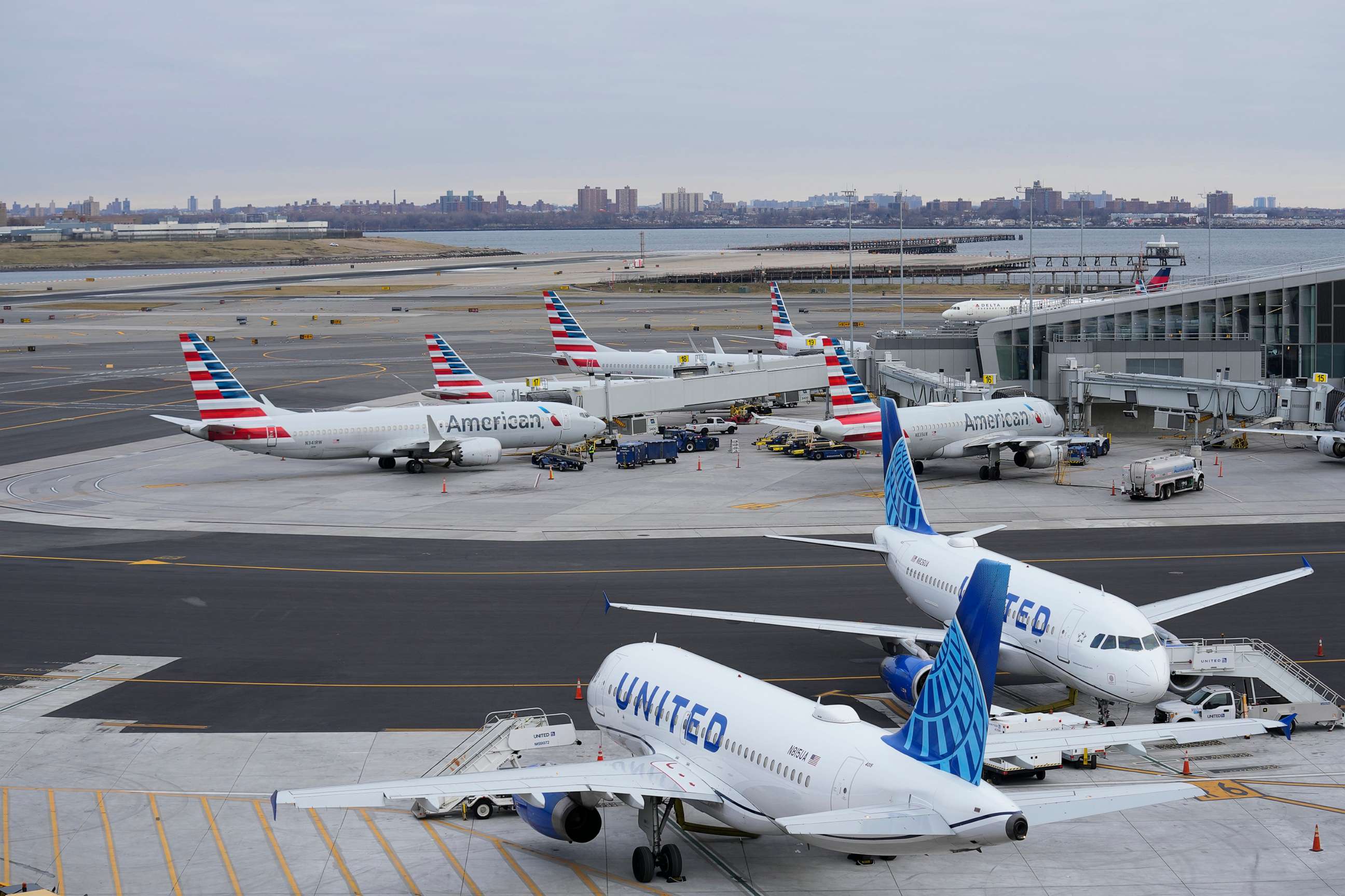 PHOTO: Planes sit on the tarmac at LaGuardia Airport, Jan. 11, 2023, in New York.