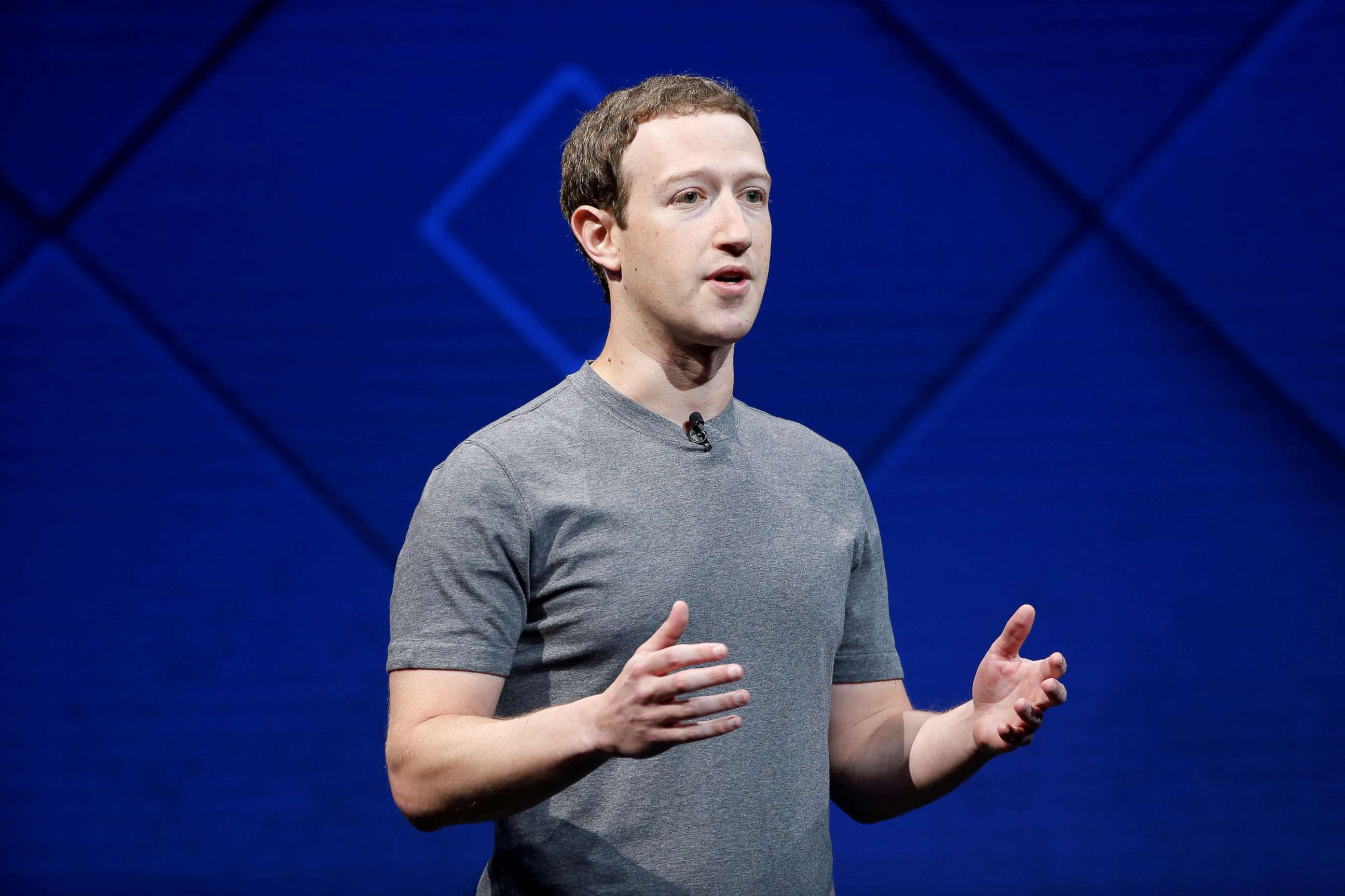 PHOTO: Facebook Founder and CEO Mark Zuckerberg speaks on stage during the annual Facebook F8 developers conference in San Jose, Calif., April 18, 2017.