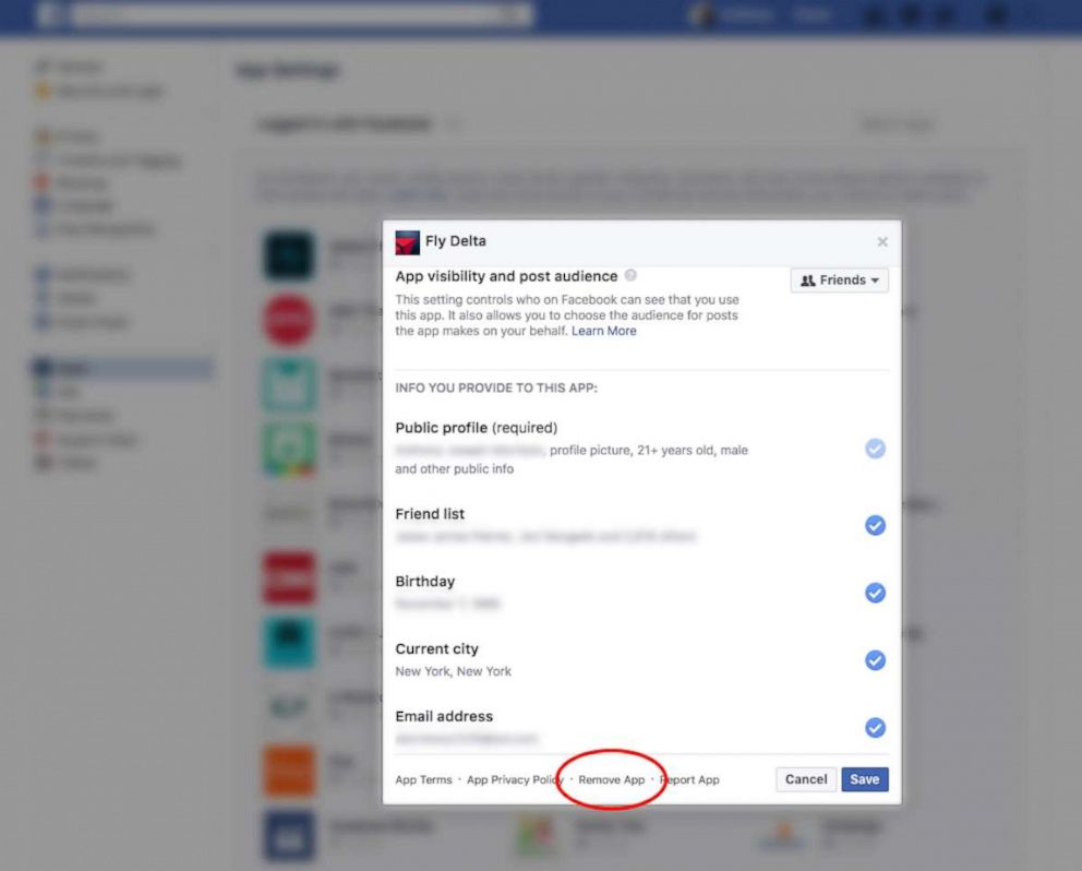 PHOTO: Here's how to remove app access on Facebook.