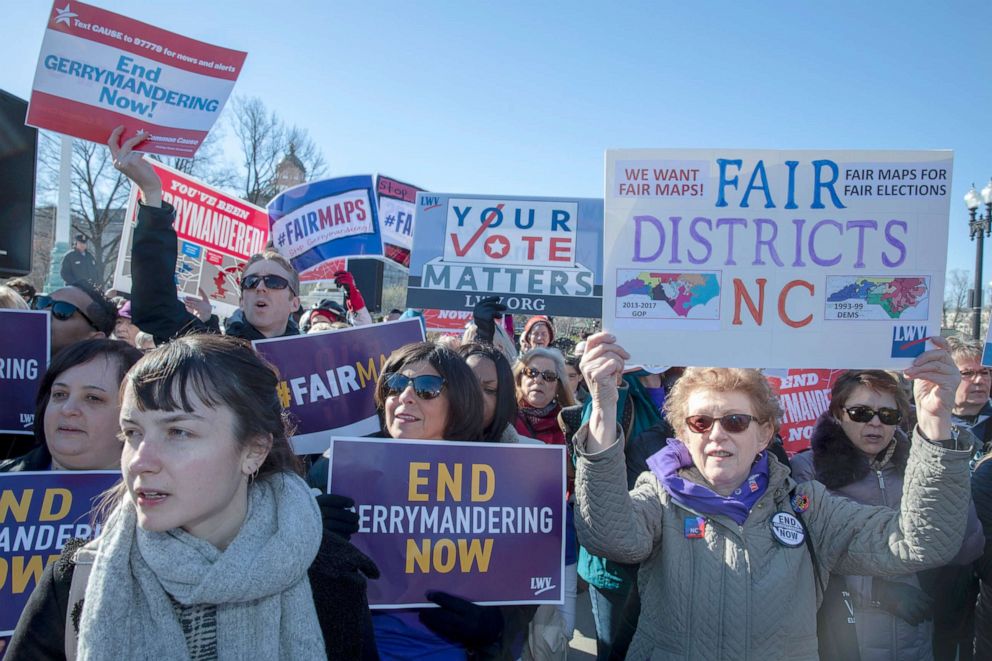 PHOTO: Protesters attends a rally for "Fair Maps," March 26, 2019, in Washington, DC.