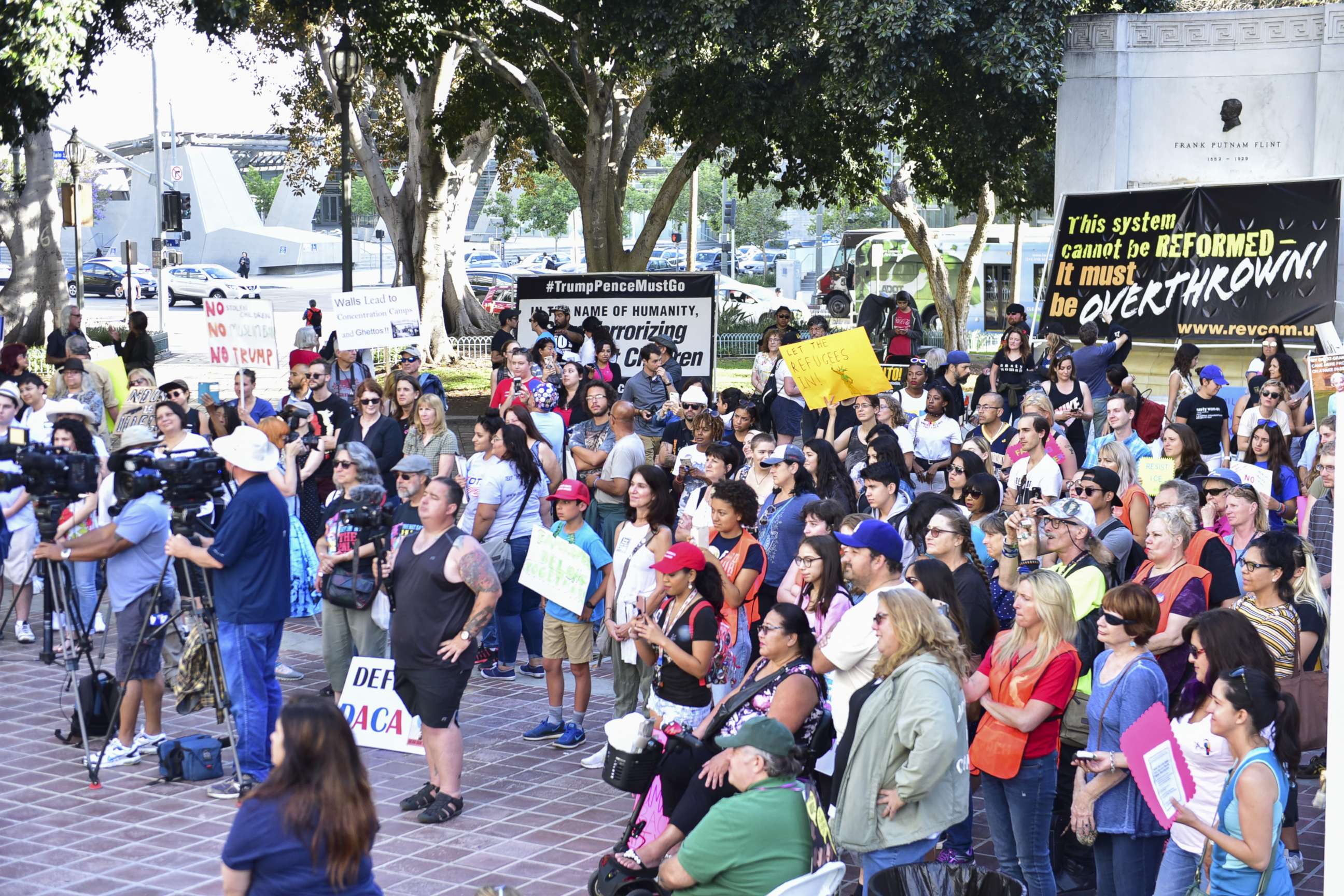 PHOTO: Crowd at The Women's March LA Rally for Families Belong Together - A Day of Action at Los Angeles City Hall on June 28, 2018 in Los Angeles.