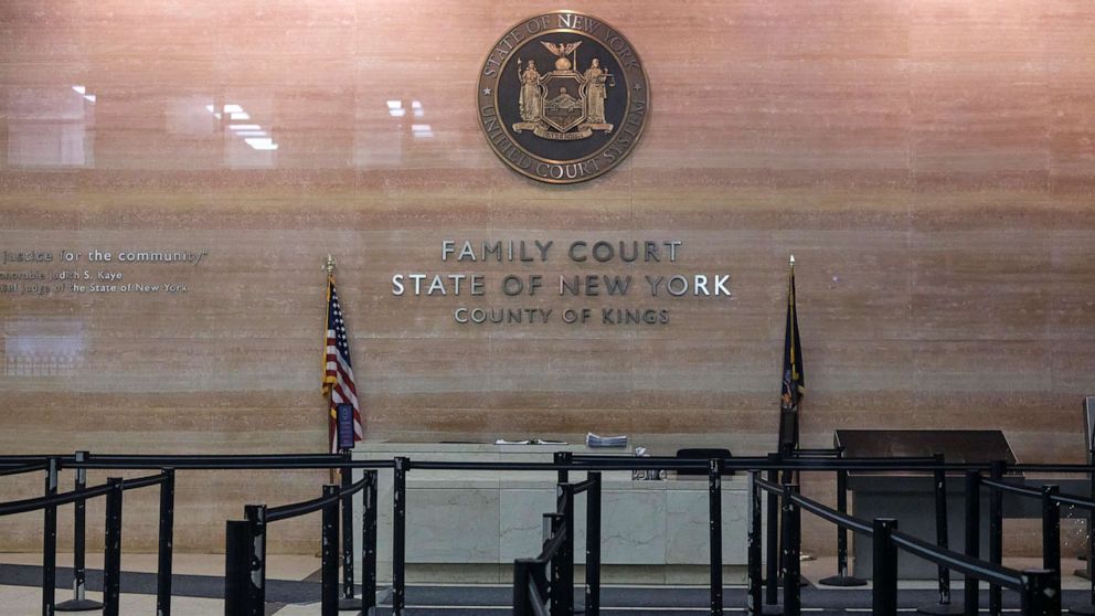 PHOTO: The entrance to Family Court in Brooklyn, usually crowded, is empty, March 16, 2020, in New York.