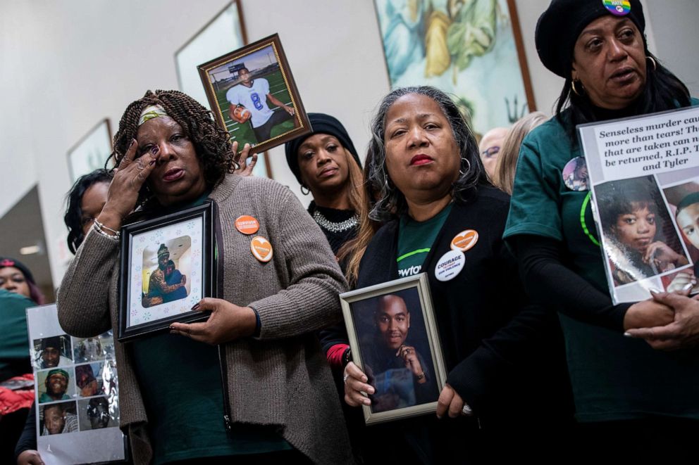 PHOTO: Family members of those killed by gun violence attend a news conference to demand action for gun violence prevention, Dec. 6, 2018, in Washington, D.C.