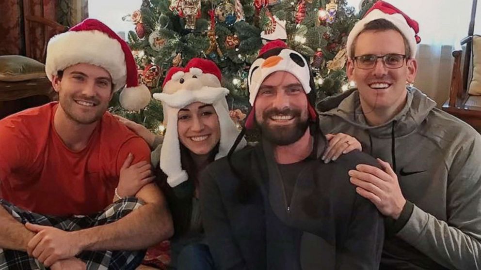 PHOTO: Tristan Hill, who was killed in a helicopter crash in New York on March 11, 2018 his fiancee, Eda Ozmen; and his brothers, Brendan Hill and Iain Hill are seen here in this undated file photo.