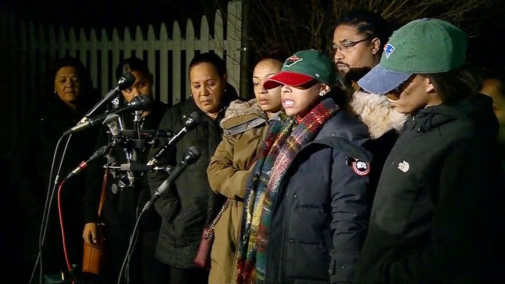 PHOTO: The family of a young mom Jassy Correia, who was allegedly kidnapped after leaving a Boston nightclub, speaks out at a news conference, Feb. 28, 2019.