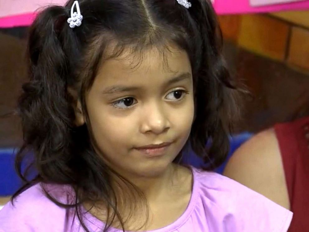 PHOTO: Allison Ximena, 6, and her mother Cindy Madrid participate in a press conference after they were reunited in Houston, Texas, July 13, 2018.