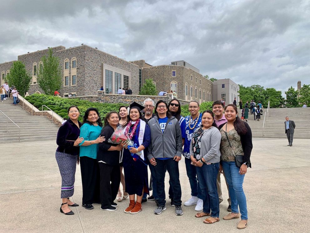 PHOTO: Shandiin Herrera pictured with her loved ones at Duke University graduation in 2019. 