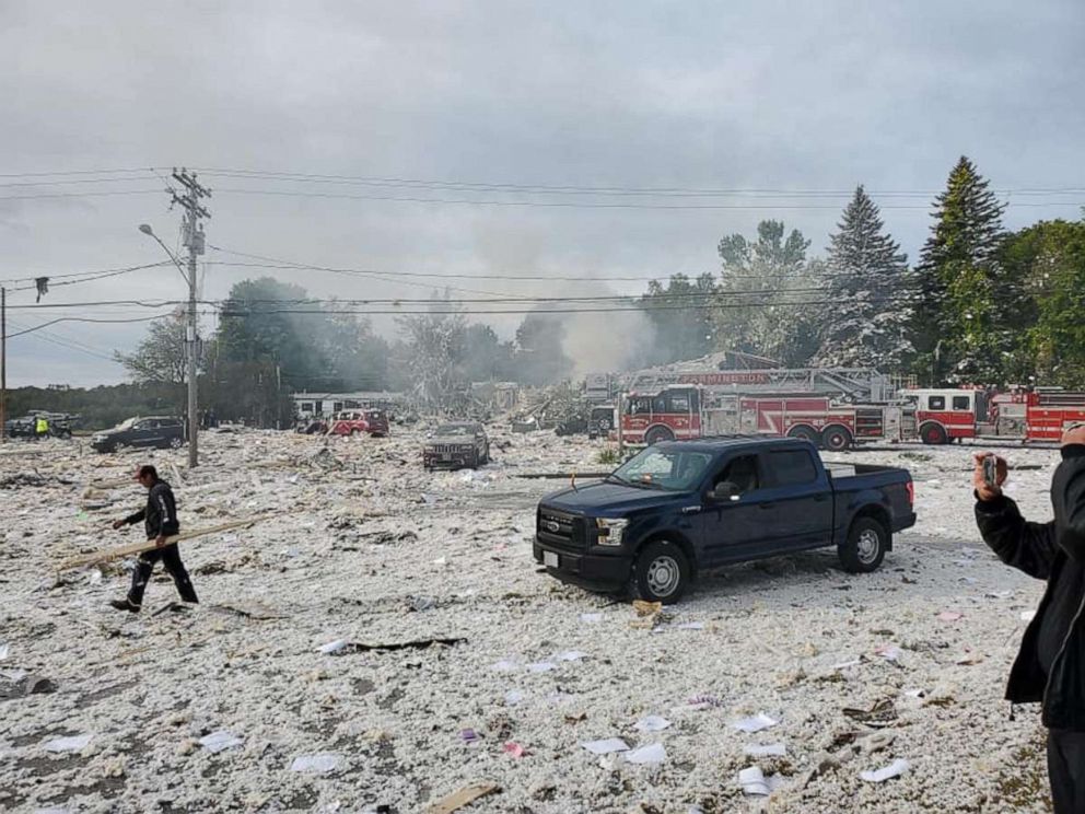 PHOTO: First responders at the scene of an explosion in Farmington, Maine, Sept. 16, 2019.