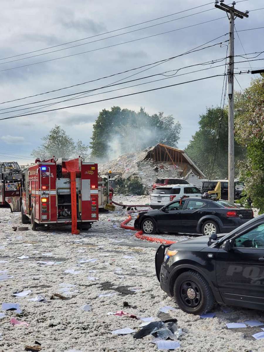 PHOTO: First responders at the scene of an explosion in Farmington, Maine, Sept. 16, 2019. 