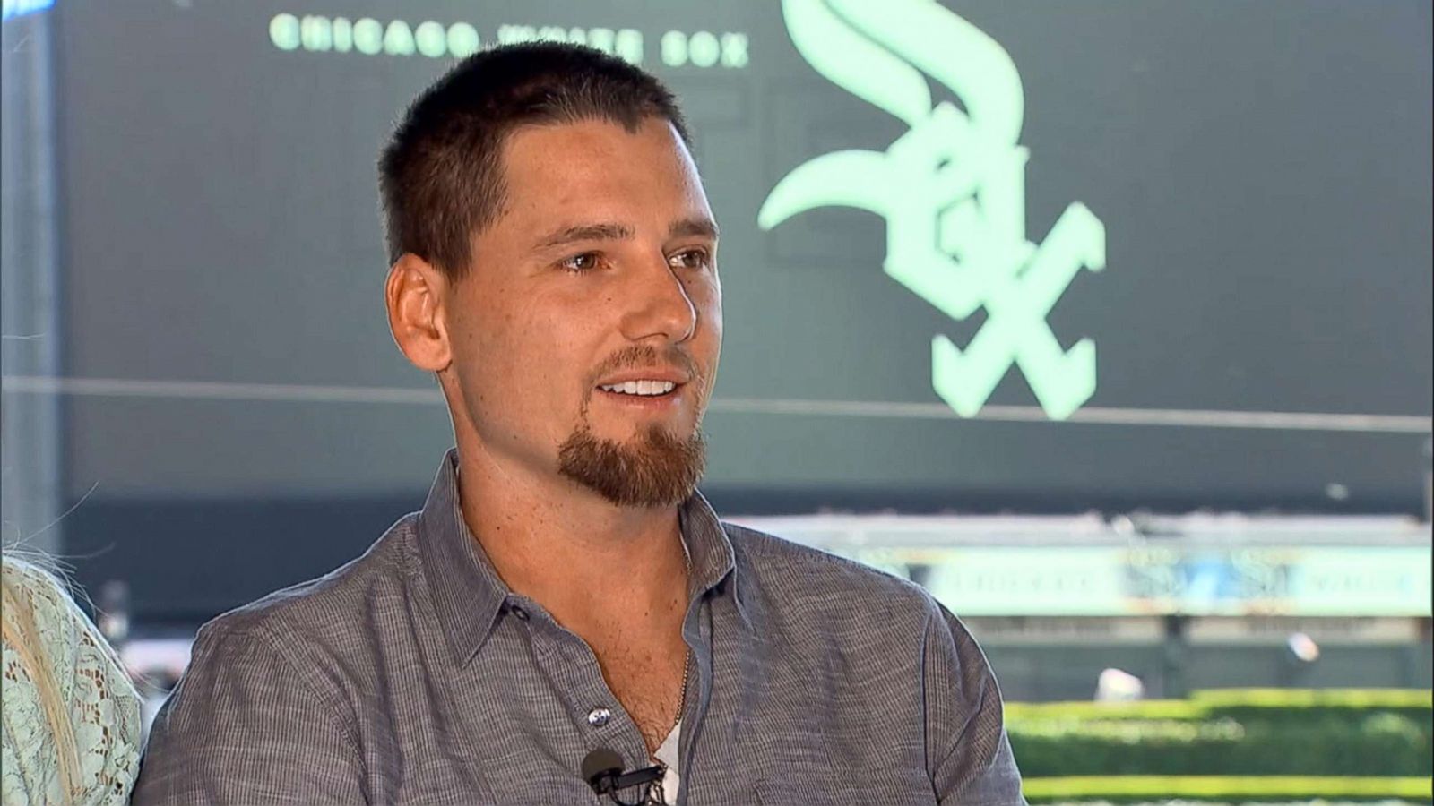 PHOTO: White Sox pitcher Danny Farquhar talks with ABC News, May 31, 2018, following his recovery from a brain hemorrhage earlier this year.