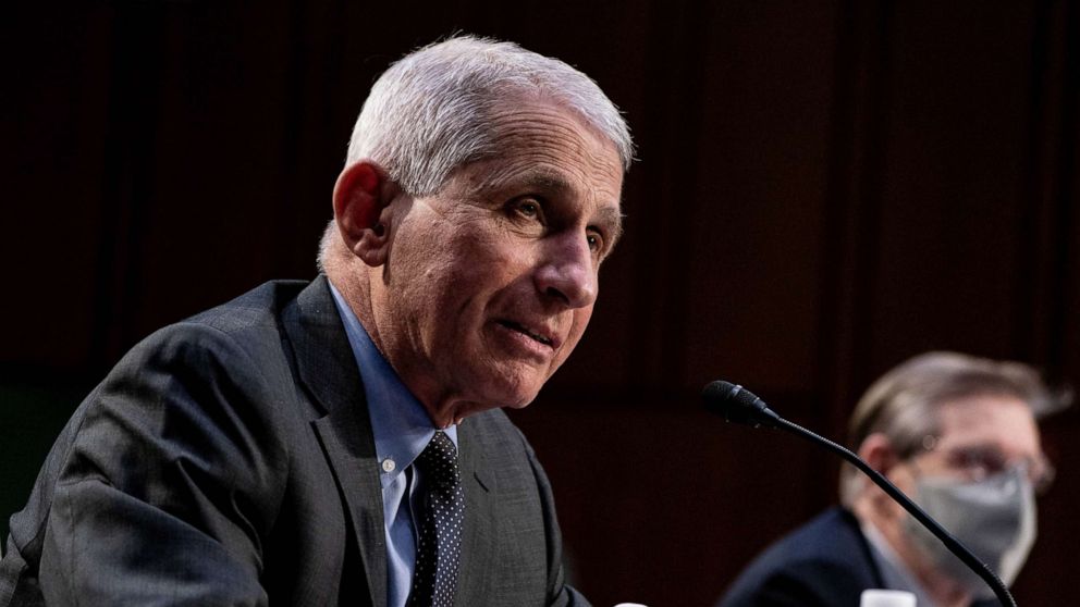 PHOTO: Dr. Anthony Fauci, Director at the National Institute Of Allergy and Infectious Diseases, speaks during a hearing with the Senate Committee on Health, Education, Labor, and Pensions, on the Covid-19 response, on March 18, 2021, in Washington, D.C.