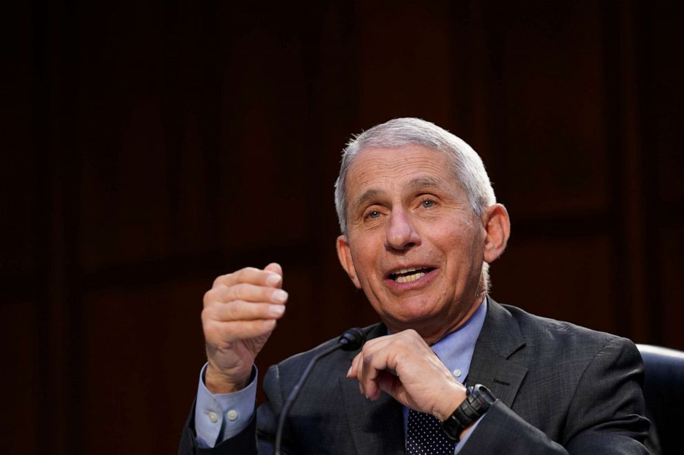 PHOTO: Dr. Anthony Fauci, director of the National Institute of Allergy and Infectious Diseases, testifies during a Senate Health, Education, Labor and Pensions Committee hearing on the federal coronavirus response on Capitol Hill , March 18, 2021.