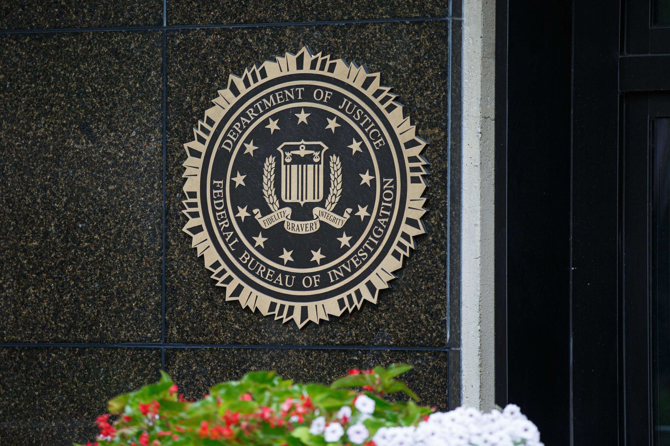 PHOTO: The seal of the FBI is seen on a wall at the FBI Headquarters in Washington, D.C. on Aug. 14, 2022.