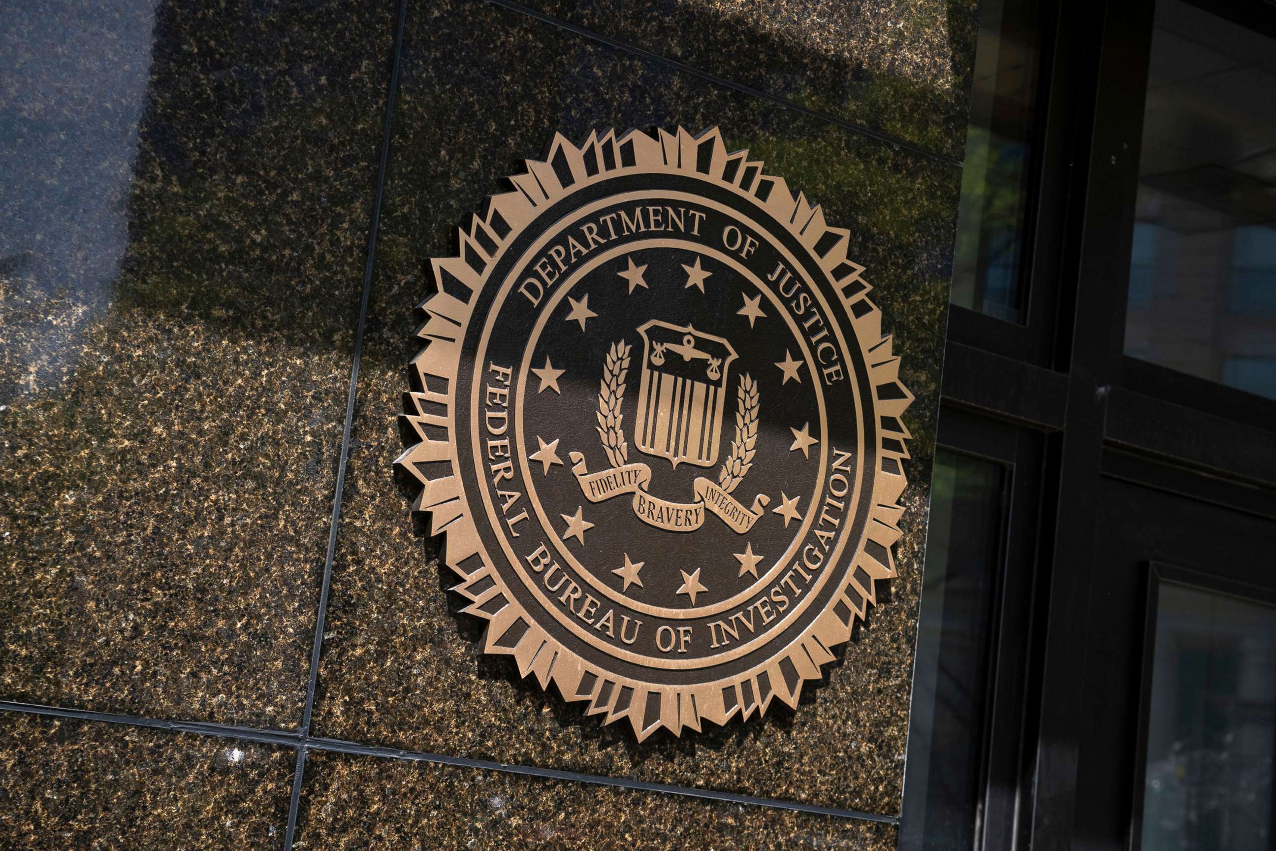 PHOTO: In this April 22, 2022, file photo, the Federal Bureau of Investigation seal is shown at the J. Edgar Hoover building in Washington, D.C.