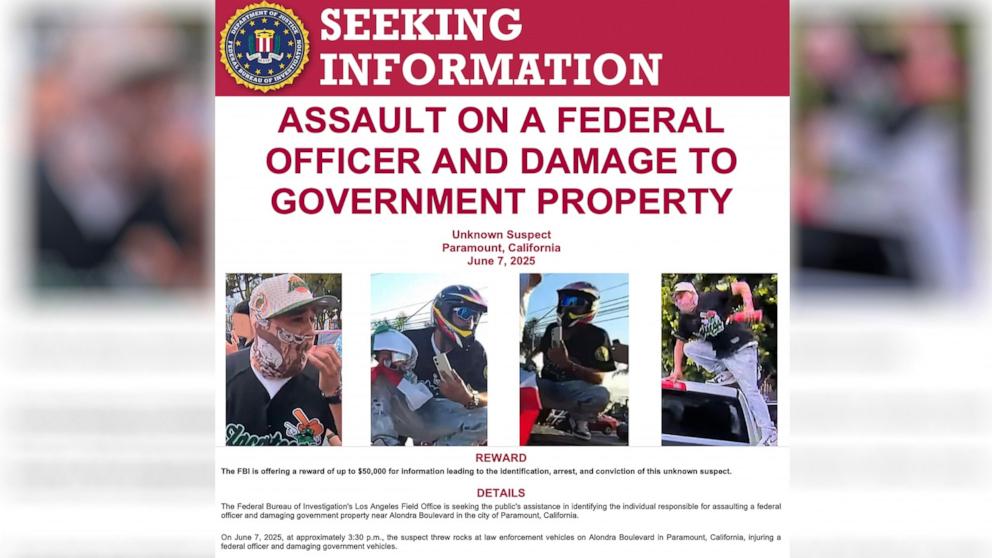 PHOTO: A wanted poster issued by the FBI, June 8, 2025.