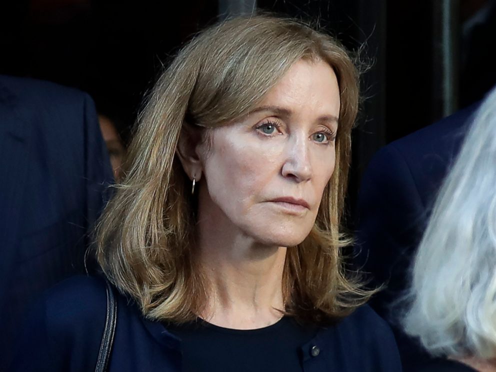 PHOTO: This Sept. 13, 2019, file photo shows actress Felicity Huffman leaving federal court after her sentencing in a nationwide college admissions bribery scandal in Boston.