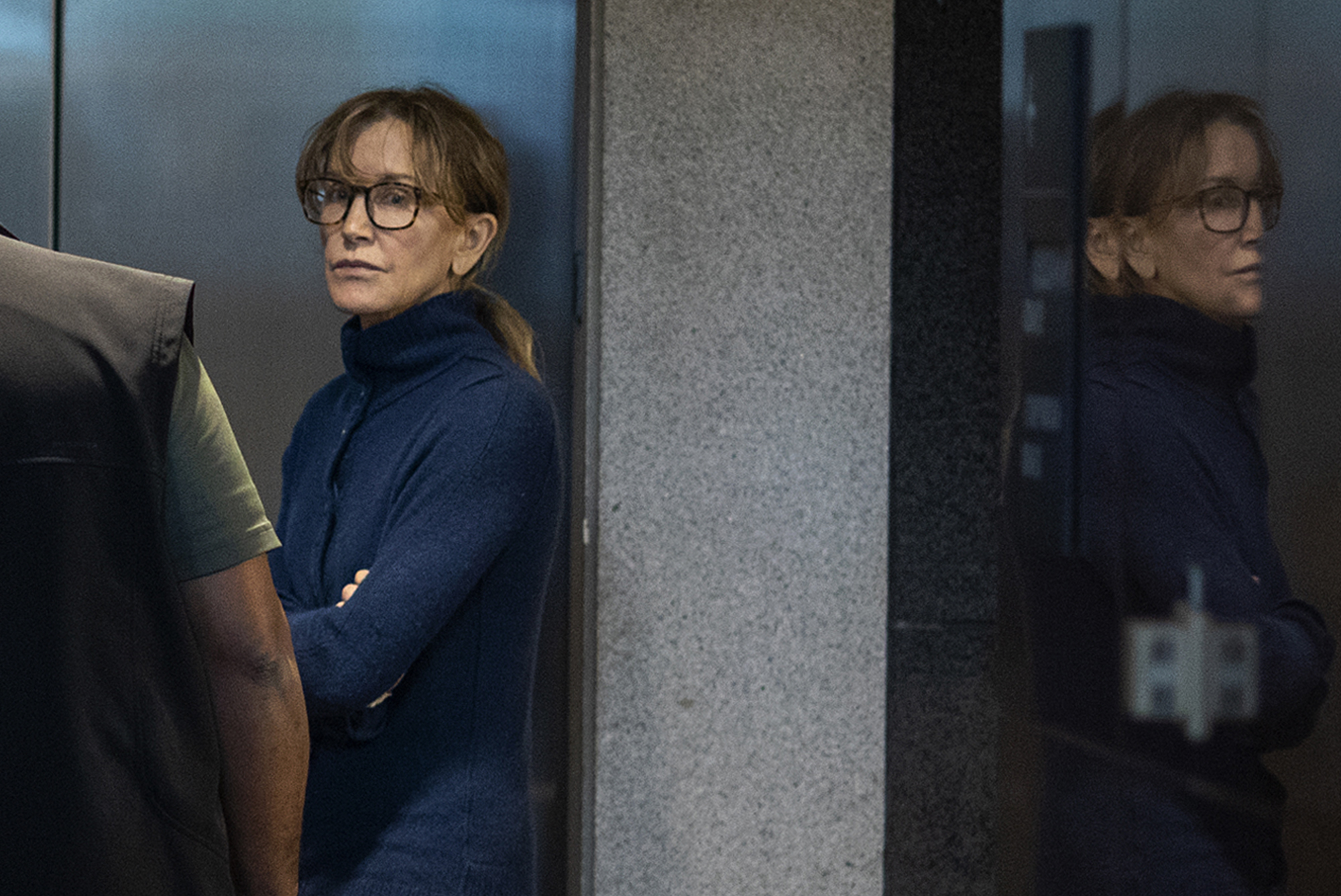 PHOTO: Actress Felicity Huffman is seen inside the Edward R. Roybal Federal Building and U.S. Courthouse in Los Angeles, March 12, 2019.