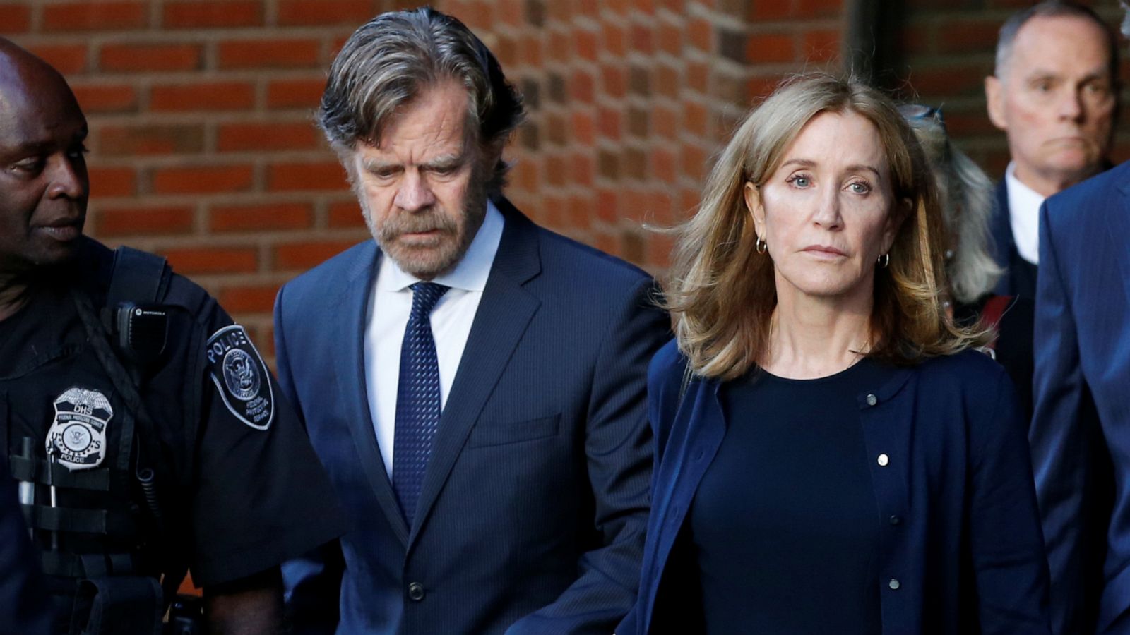 PHOTO: Actress Felicity Huffman leaves the federal courthouse with her husband William H. Macy, after being sentenced in connection with a nationwide college admissions cheating scheme in Boston, Mass., Sept. 13, 2019.